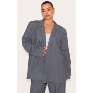 Pretty Little Things Oversized Dad Blazer Charcoal Gray